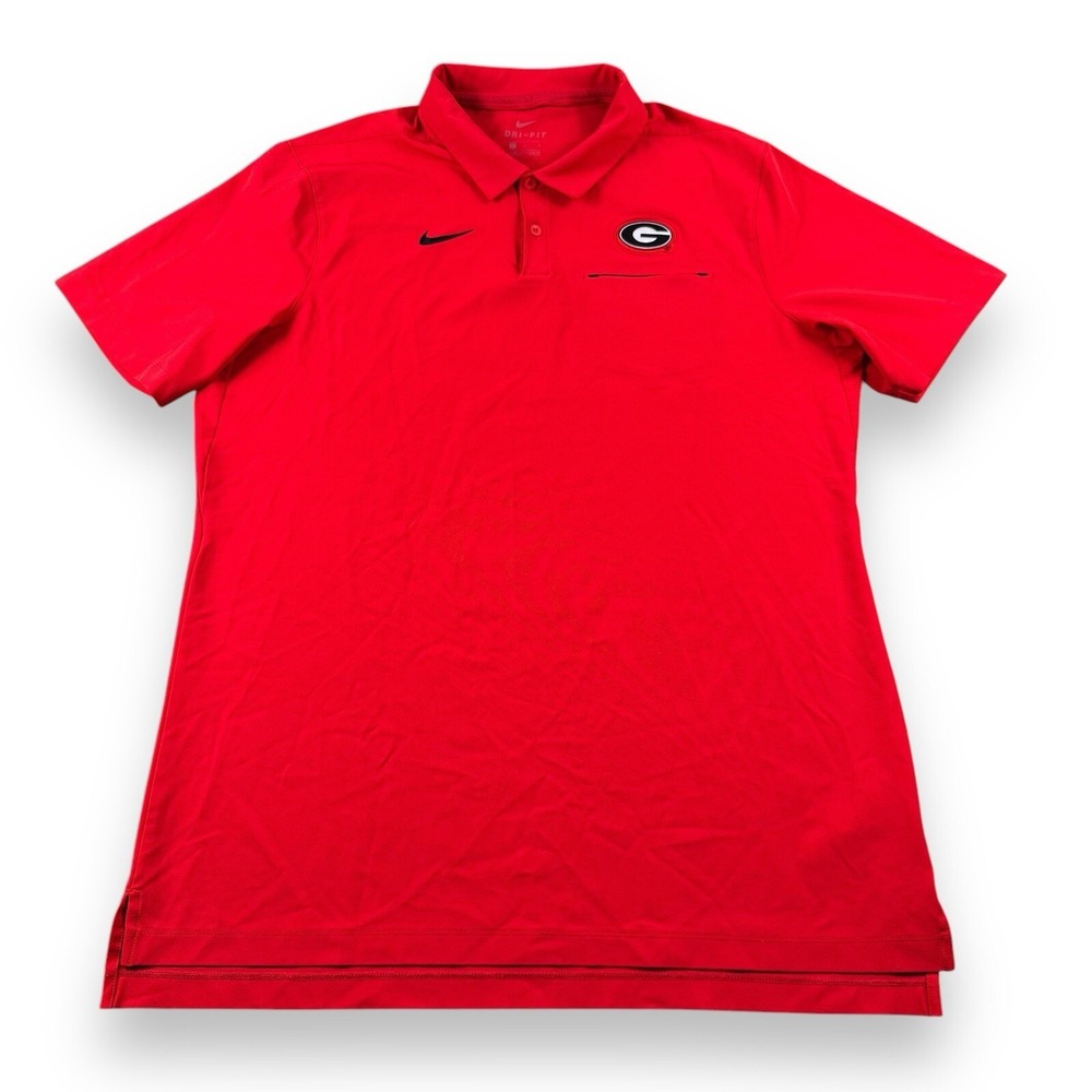 Nike Dri-Fit UGA Georgia Bulldogs Coaches On-Field Polo Red Mens Sz Large EUC - Picture 2 of 9